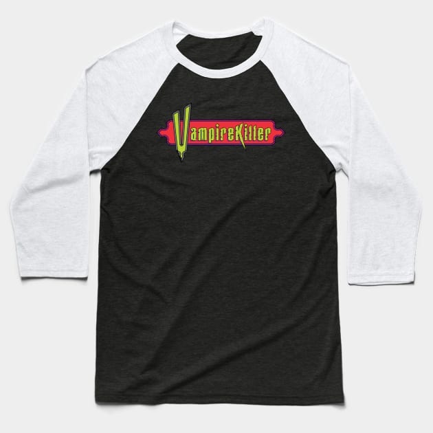 Vampire Killer Baseball T-Shirt by elblackbat